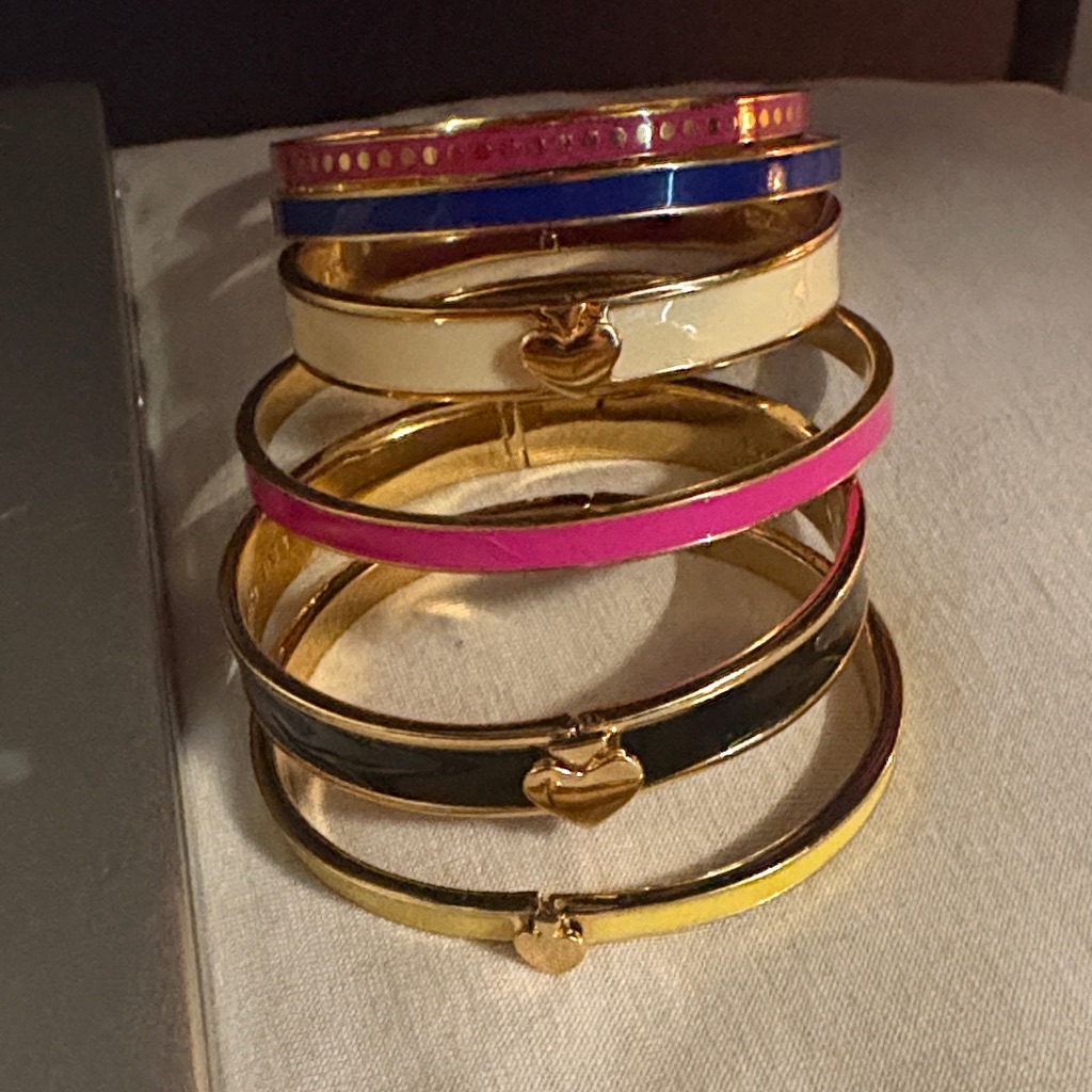 Gold And Multicolor Heart Bangle Set Kate Spade Bundle Bracelet Collection 180$